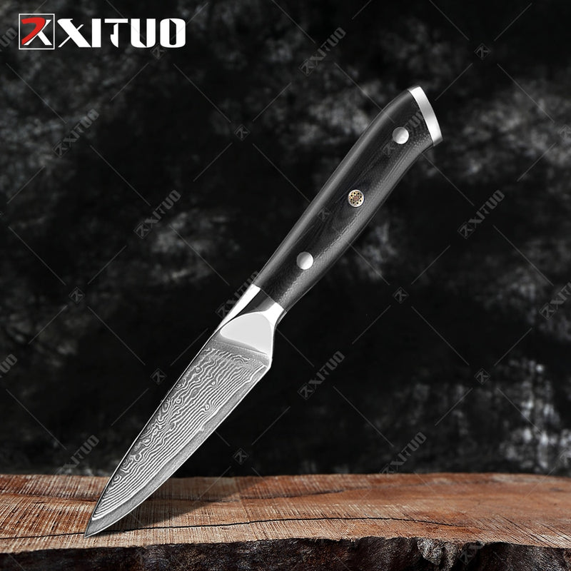 XITUO Damasco Chef cuchillo 1-8 piezas profesional Japón Sankotu Cleaver hueso cuchillos utilidad Kiritsuke pelado cuchillo de cocina