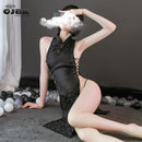 2020 lencería Sexy Anime uniforme chino Qipao clásico mujeres satén Cheongsam noche Albornoz moda vestir para mujeres erótico