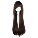 QQXCAIW Long Straight Cosplay Red Black Puprle Pink Blue Sliver Gray Blonde White Oragen Brown 80 Cm Synthetic Hair Wigs