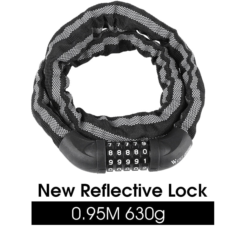 WEST BIKING Bicycle Lock MTB Road Bike Safety Anti-theft Chain Lock With 2 Keys Outdoor Cycling Bicycle Accessories Bike Lock