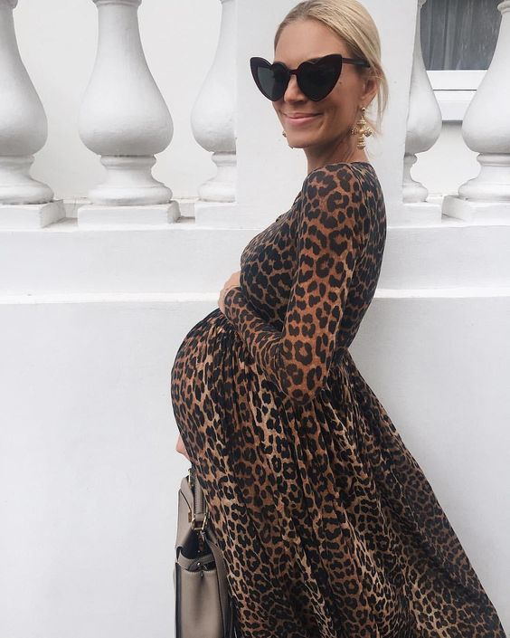 Fashion Maternity Dresses Photography Props Leopard Pregnancy Dress Long Sleeve Maternity Clothes For Pregnant Women Photo Shoot