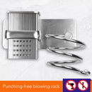 Hair Dryer Holder With Cup Households Wall Mount Bathroom Accessories Hair Dryer Shelf Metal Black Hair Dryer Rack EL190