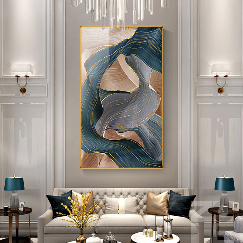 Gold Art Poster Nordic Canvas Painting Modern Abstract Luxury Ribbon Posters Prints Wall Pictures for Living Room Bedroom Decor