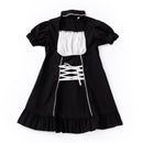 QWEEK Goth Maid Dress Kawaii Gothic Milkmaid  Lolita Outfit Cosplay Costume E Girl Puff Sleeve Bandage Dress 2021 Mall Goth Emo