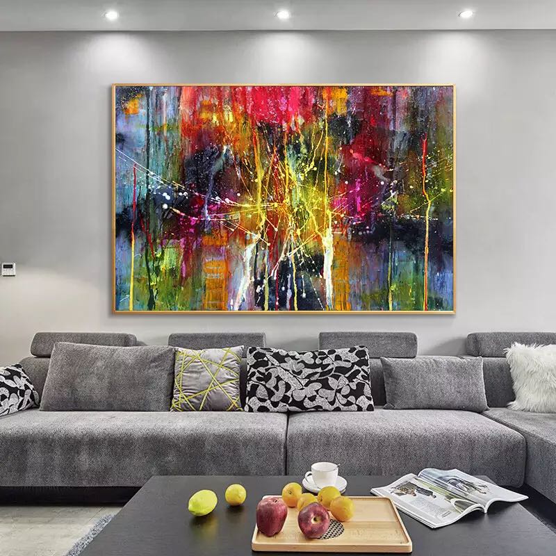 Gran oferta, 100%, pintura al óleo abstracta pintada a mano sobre lienzo, arte Pop, cuadro de pared moderno para sala de estar, estudio, decoración del hogar