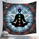 Indian Buddha Statue Meditation 7 Chakra Tapestry Wall Hanging Mandala Tapestries Wall Cloth Psychedelic Yoga Carpet Boho Decor