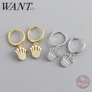 WANTME Fashion Princess Crown Pave Crystal Zircon Pendant Stud Earrings for Women Genuine 925 Sterling Silver Punk Jewelry Gift