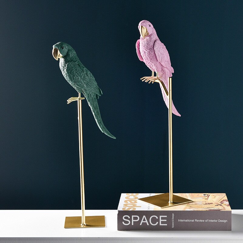 Nordic Creative Resin Simuliertes Tier Papagei Vogel Crafts Ornaments Gold Modern Home Desktop Dekoration Miniaturfiguren