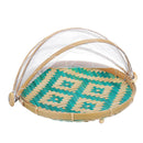 Hand-Woven Food Serving Tent Basket Tray Fruit Vegetable Bread Storage Basket Simple Rattan Outdoor Picnic Mesh Net Cover