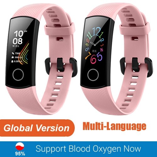 HONOR Band 5 Monitor de oxígeno en sangre de frecuencia cardíaca Natación 50AM Banda de fitness impermeable Pantalla AMOLED de 0,97 pulgadas Reloj inteligente Pulsera