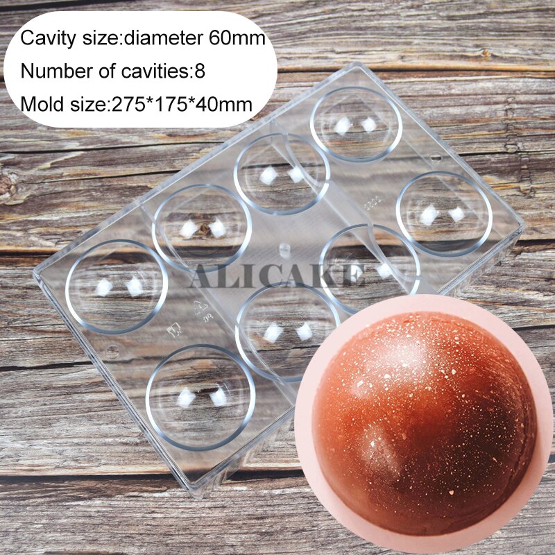 3D Polycarbonate Chocolate Mold Sphere Chocolate Bomb Tools Cake Confectionery Mold for Chocolates Bar Mould Bakery Baking Tools