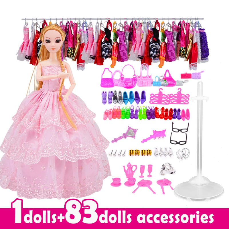 Puppe mit 83 Zubehör DIY Dressup Spielzeug für Mädchen Fashionista Ultimate Fashion Princess Dolls Set