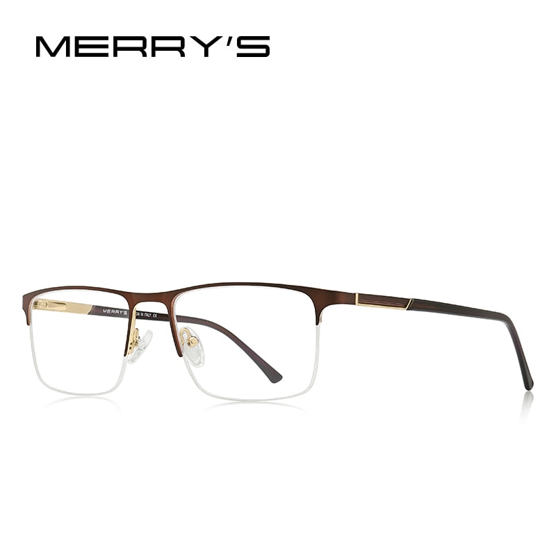 MERRYS DESIGN Männer Legierung Brillengestell Männer Quadratisch Halb Optische Ultraleicht Myopie Hyperopie Korrektionsbrille S2102