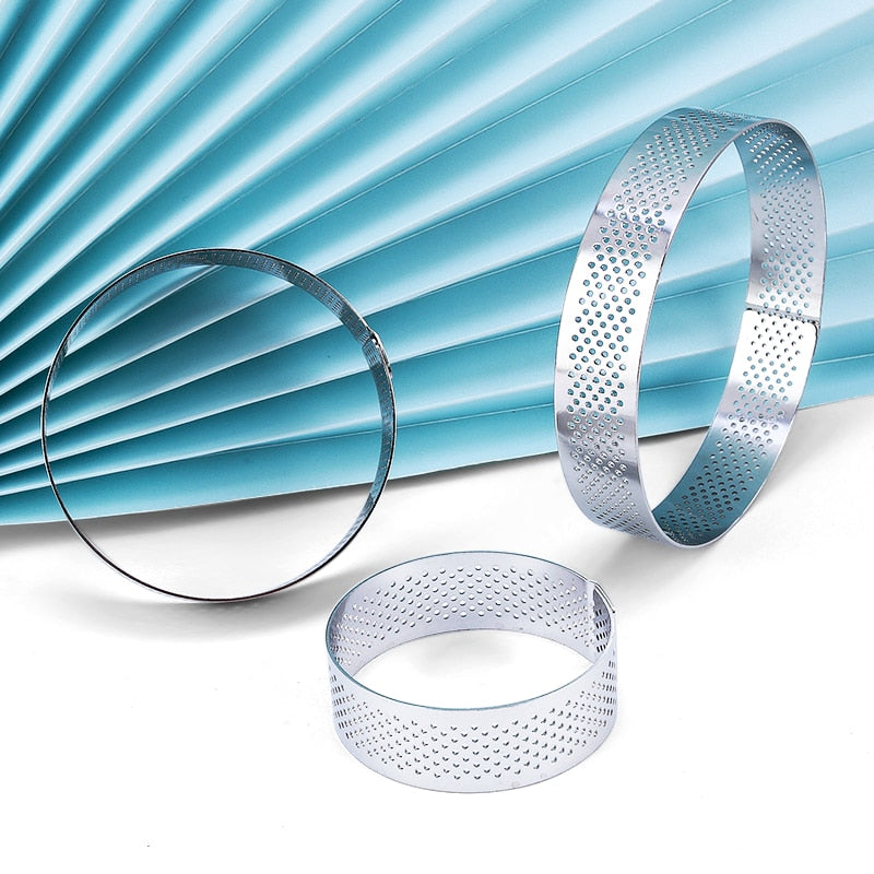 6 8 10 CM Stainless Steel Tart Mold Ring Tartlet Cake Mousse Molds Cookies Pastry Circle Cutter Pie Ring Perforated