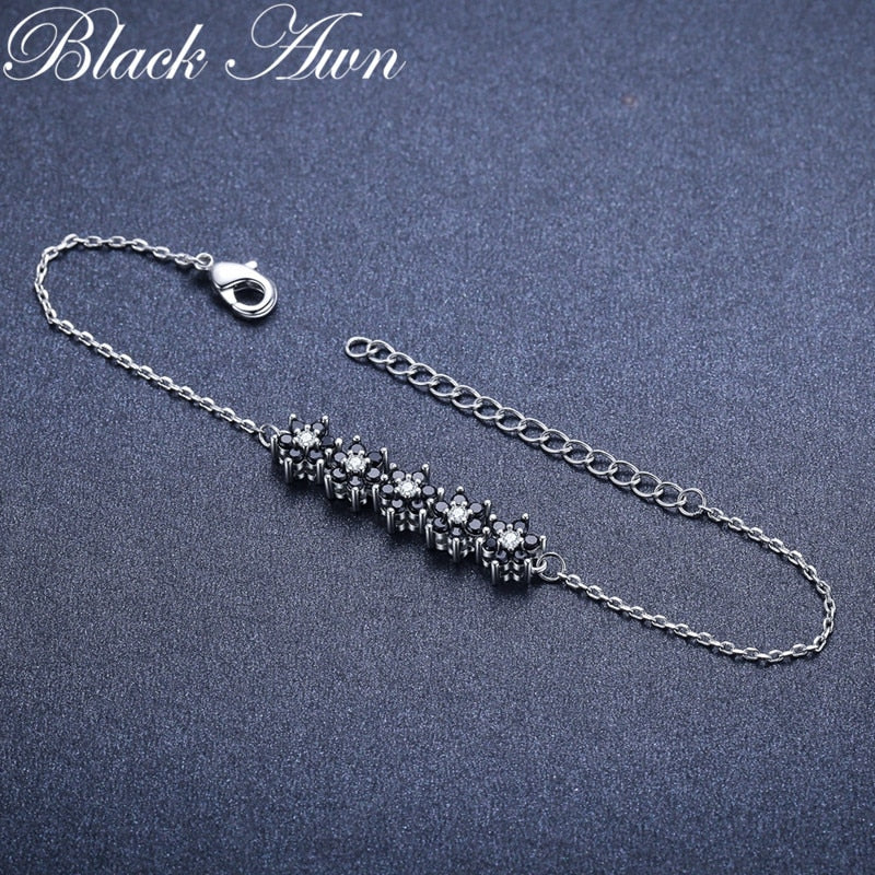 BLACK AWN 2022 New Hot Flower Silver Color Charm Bracelet  Women Wedding Jewelry S005