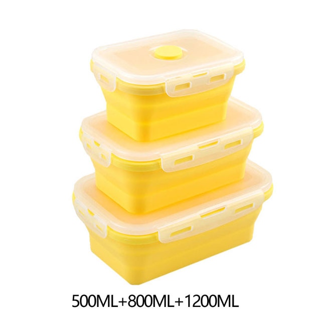 Food Storage Containers With Lids Silicone Collapsible BPA Free Lunch Fruit Salad Box Set reezer Microwavable