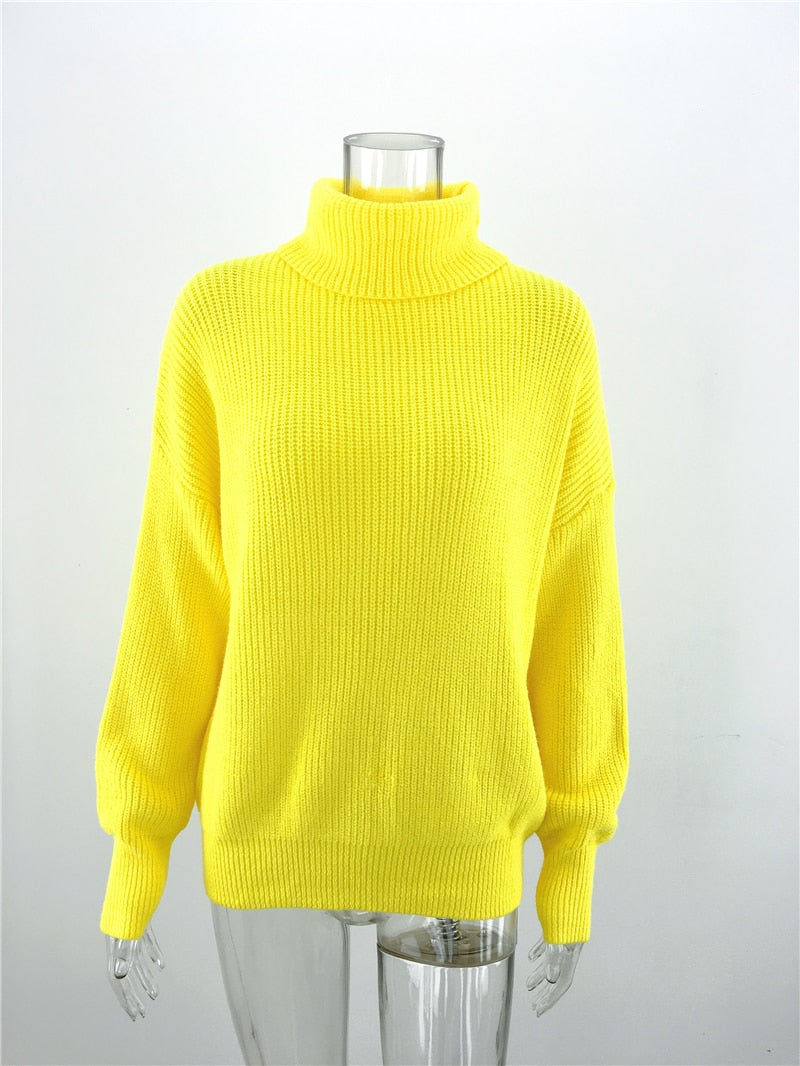 Mozuleva 2022 Autumn Winter Pullover Basic Warm Sweater for Women Soft Kniited Solid Korean Turtleneck Fashion Sweater Tops