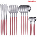 Black Tableware Forks Knives Spoons Cutlery Dinner Set Stainless Steel Cutlery Set Kitchen Flatware Set 16Pcs Luxury Dinnerware