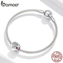 bamoer Familienbrief Blumenperle Oma Nana Herz 925 Sterling Silber CZ Charms passend für Original Armband Armreif Schmuck SCC1762
