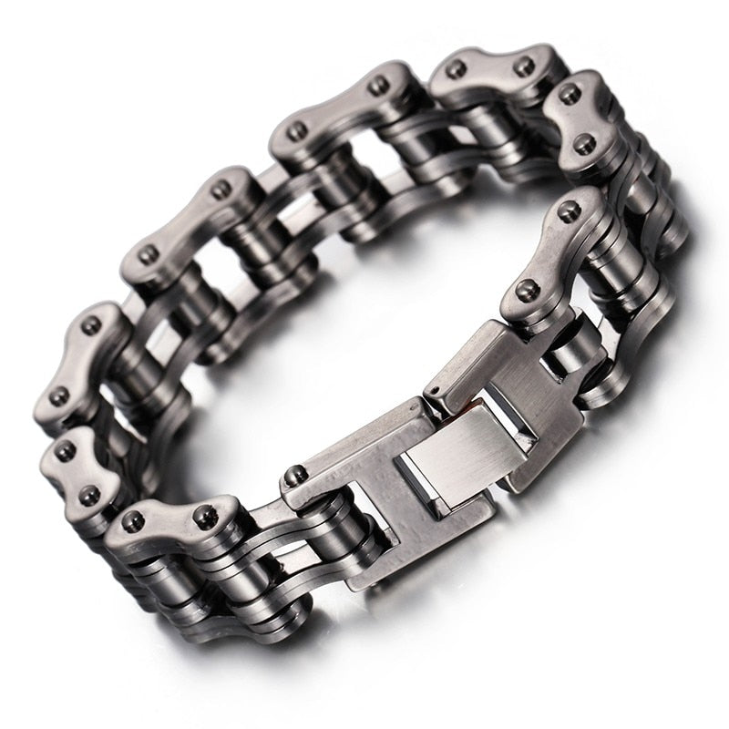 Kalen Punk Brushed Bike Chain Bracelet Oxidized Dark Bicycle Chain Men Bracelet Fashion Male 316L Stainless Steel Hand Chain