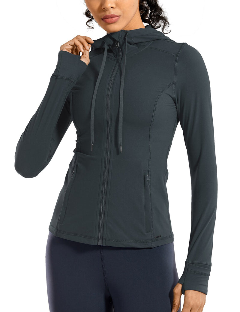 Sportbekleidung Damen Sportjacke Damen matt gebürstet Full Zip Hoodie Mäntel Oberbekleidung mit Kapuze Workout Sportjacken Taschen