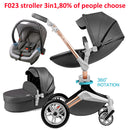 Hot Mom Baby Stroller 3 in 1 travel system with bassinet and car seat，360° Rotation Function children stroller,Luxury Pram F023