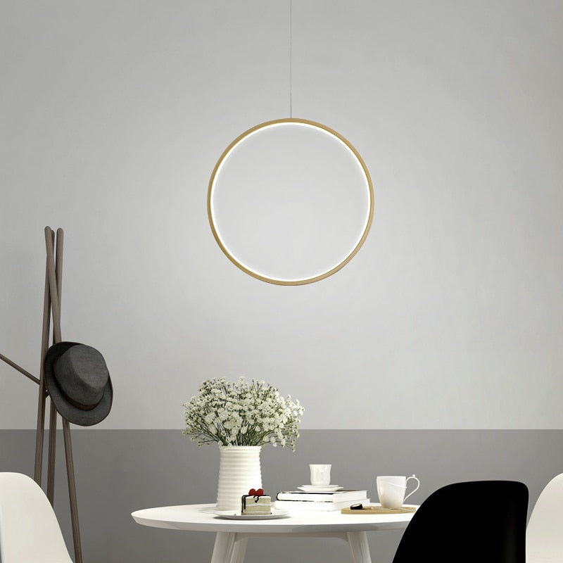 Minimalistischer moderner LED-Kronleuchter beleuchtet runden Ring-Kreis-Pendelleuchte-Haus für Wohnzimmer-Beleuchtungs-Innenbefestigung