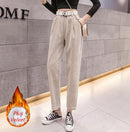 Casual Streetwear Harem Pants Women Autumn Winter Loose Elastic Waist Corduroy Ladies Trousers Harajuku Velvet Warm Pants Female