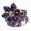 girl dog collar dog flower and leash set for pet dog cat with rose gold metal buckle