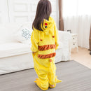 Family Halloween Cosplay Costume Animal Yellow Anime Pajamas Winter Warm Cartoon Sleepwear Matching Outfits Mother Kids Onesie