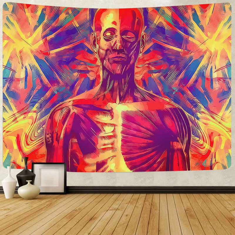 Simsant Psychedelic Tapestry Abstract Naked Girl Hippe Flower Wall Hanging Tapestries for Living Room Bedroom Dorm Home Decor