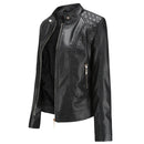 2022 Leather Jacket Women Zippers Spring Autumn Women&