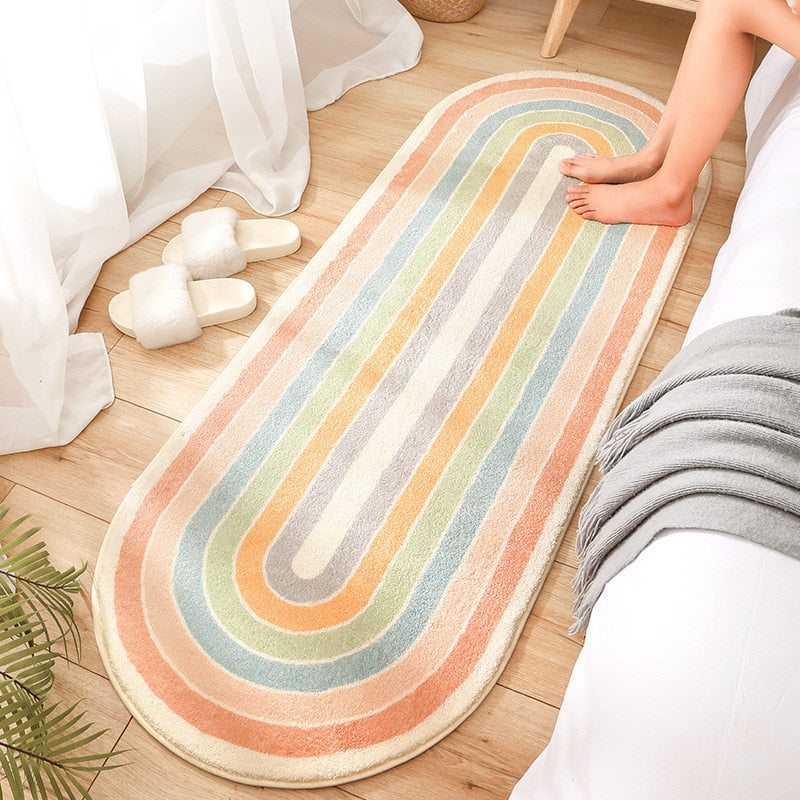 Modern Geometry Soft Long Carpet For Bedroom Bedside Non slip Tatami Floor Mat Cashmere Home Living Room Area Rugs Carpets