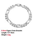 Effie Queen Italy Real 925 Silver Diamond-Cut Figaro Chain Necklace 5mm Wide 40-60cm Long Woman Man Neck Chain Jewelry Gift SC34