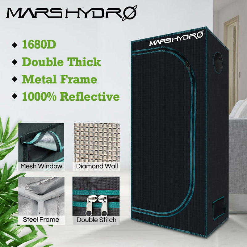 1680D Mars Hydro 60 x 60 x 140 cm LED Growbox Indoor Hydrokultur Garten Wasserdichte Hütte Diamond Reflective Mylar Growroom