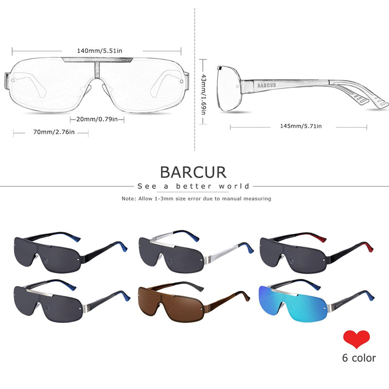 BARCUR, gafas de sol de aluminio y magnesio para hombre, gafas de sol polarizadas para hombre, gafas deportivas de piloto UV400