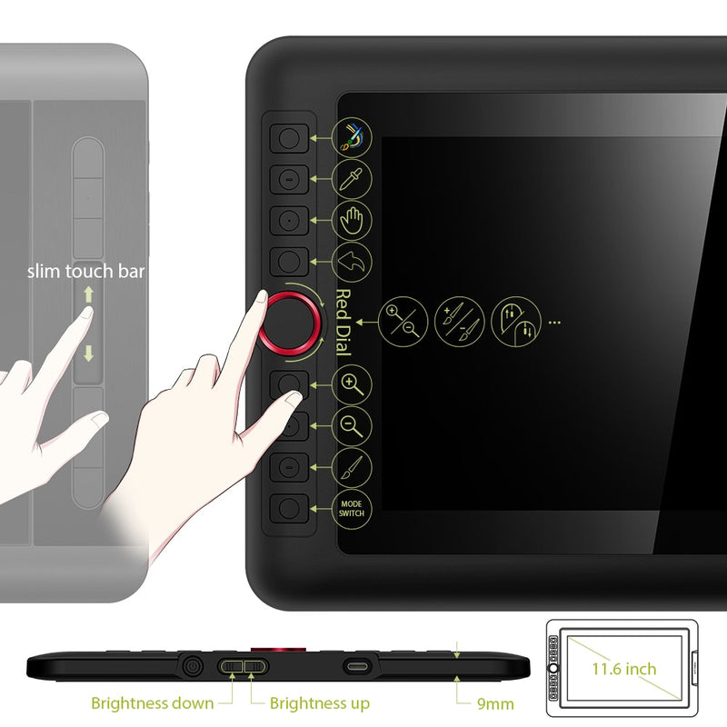 XPPen Artist 12 Pro 11,6 Zoll Grafiktablett Zeichentablett Monitor Display Animation Digital Art mit Tilt 8192 Druck