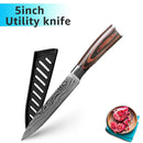 Kitchen Knife 1-9pcs Chef Knives 7CR17 440C High Carbon Stainless Steel Damascus Drawing Gyuto Cleaver Set Slicer Santoku Knife