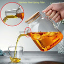 BORREY Big Heat-Resistant Glass Teapot  Flower Tea Kettle Large Clear Glass Fruit Juice Container Ceramic Teapot Holder Base