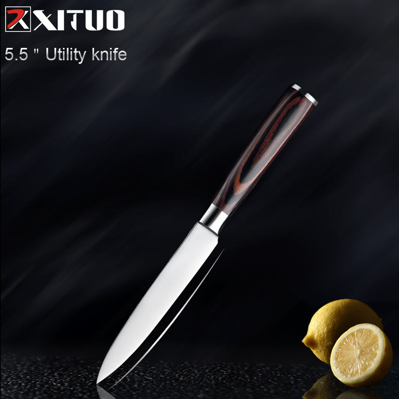 Cuchillo de cocina XITUO, cuchillos de Chef, 1-5 uds., cuchillo japonés de acero inoxidable de alto carbono, cuchillo Santoku para verduras, herramienta para cortar