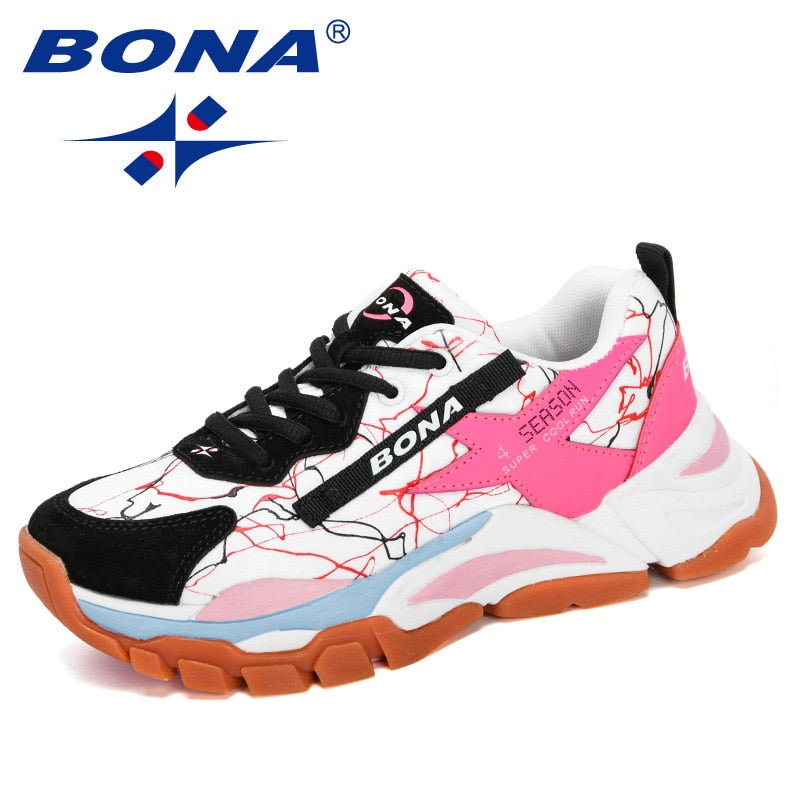 BONA 2020, nuevos diseñadores, zapatillas transpirables de malla para correr, zapatos para caminar al aire libre para mujer, zapatillas de moda para mujer, calzado para trotar para mujer