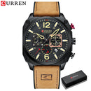 CURREN Marke Luxus Herren Braun Quarz Armbanduhren für Herren Leuchtende Chronograph Zifferblatt Leder Uhr Lässige Sportuhr