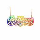 BeHoney Fashion Simple Personality Acrylic Custom Name bamboo Earrings Cartoons rainbow Name Necklace  Jewelry Christmas Gift C4