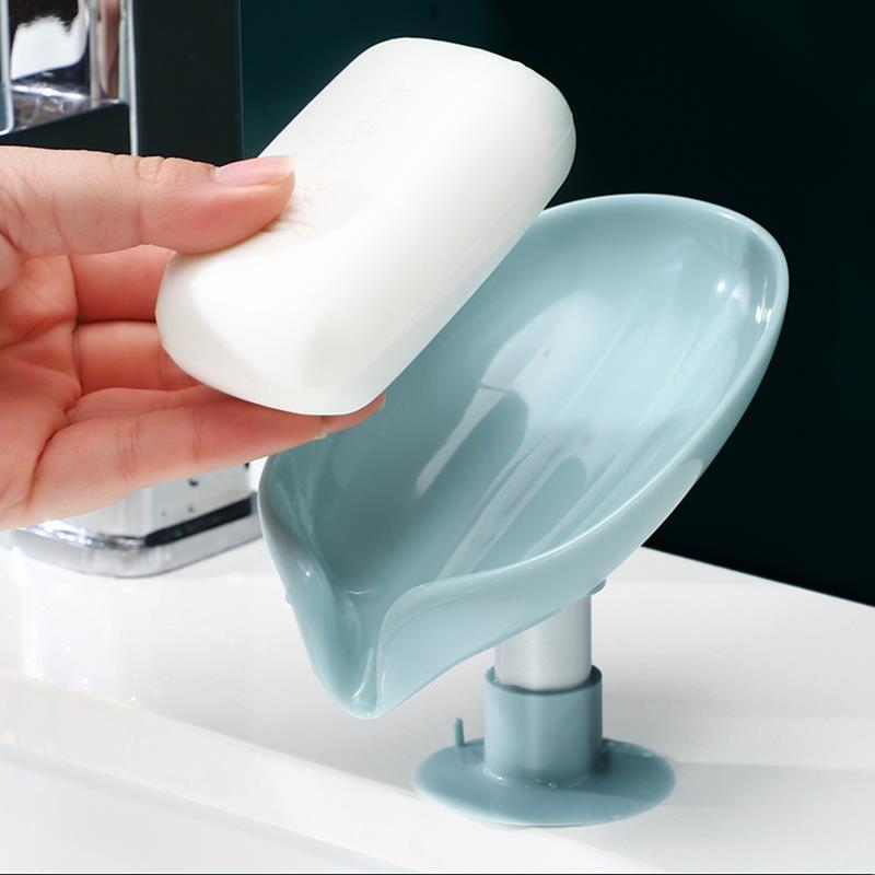 Caja de jabón en forma de hoja caja de soporte de jabón de drenaje soporte de jabón de ducha de baño bandeja de placa de almacenamiento suministros de baño Gadge de baño