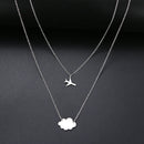 New Simple Sequins Cloud Necklace Aircraft Stars Heart Pendant Multilayer Chain Necklaces For Women Gift Stainless Steel Jewelry