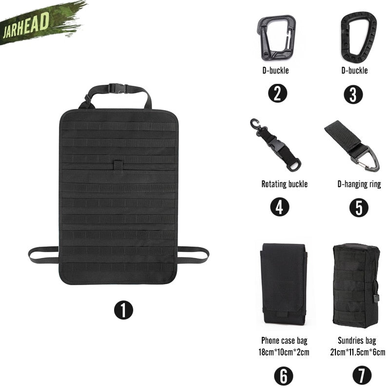 Universal Tactical MOLLE Car Seat Back Organizer military MOLLE Panel Vehicle Seat Cover Protector Kit Mat Black