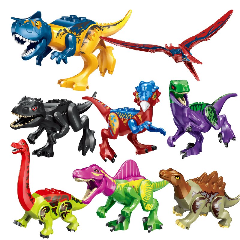 Neue Jurassic Dinosaurier Regenwald Tiere DIY Blöcke Dinosaurier Mini Modelle Bausteinziegelsteine ​​Kind Dino Spielzeug Für Kinder