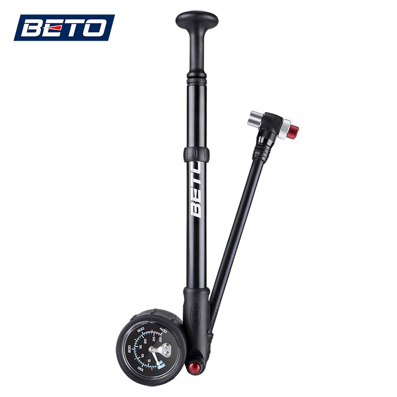 Beto Bike Shock Pump MTB Fork / Bomba de suspensión trasera para bicicleta 400 PSI Manguera Bomba manual de aire con manómetro Inflador de bicicleta