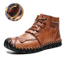 High Quality Leather Autumn Winter Men Boots Warm Plush Snow Boots Outdoor Fur Motorcycle Boots Ankle Boots Men&