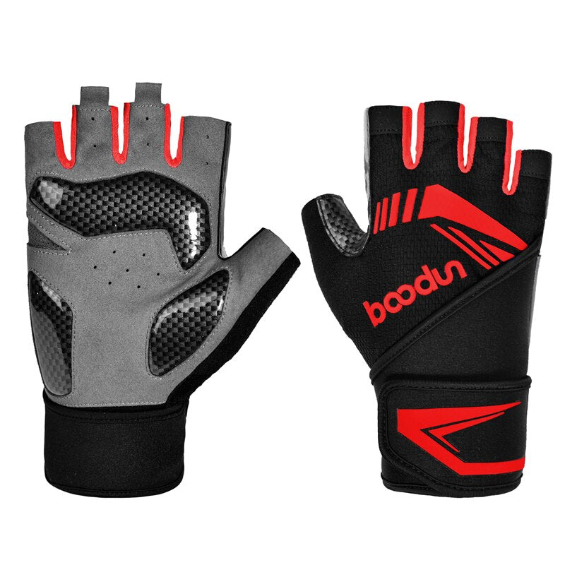Boodun Men Weight Lifting Gloves Half Finger Gym Fitness Gloves with Wrist Wrap Support Crossfit Sport Training Workout Gloves